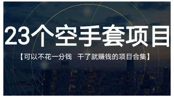 23个空手套项目大合集，0成本0投入，干了就赚钱纯空手套生意经-徐哥轻创网