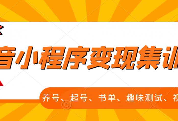 抖音小程序变现集训课，养号、起号、书单、趣味测试、视频剪辑，全套流程-徐哥轻创网