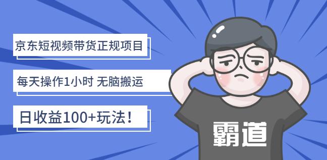 京东短视频带货正规项目：每天操作1小时无脑搬运日收益100 玩法！-徐哥轻创网