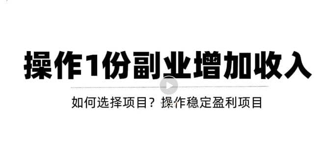 新手如何通过操作副业增加收入，从项目选择到玩法分享！【视频教程】-徐哥轻创网