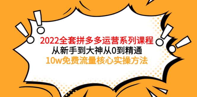 2022全套拼多多运营课程，从新手到大神从0到精通，10w免费流量核心实操方法-徐哥轻创网