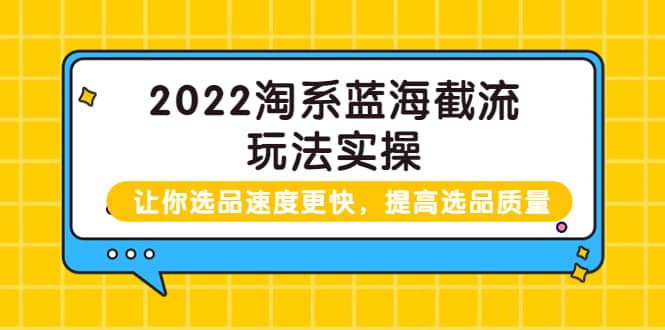 2022淘系蓝海截流玩法实操：让你选品速度更快，提高选品质量（价值599）-徐哥轻创网