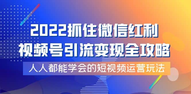 2022抓住微信红利，视频号引流变现全攻略，人人都能学会的短视频运营玩法-徐哥轻创网