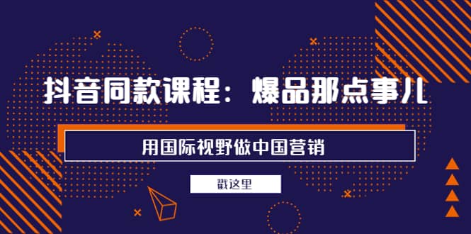 抖音同款课程：爆品那点事儿，用国际视野做中国营销（20节课）-徐哥轻创网