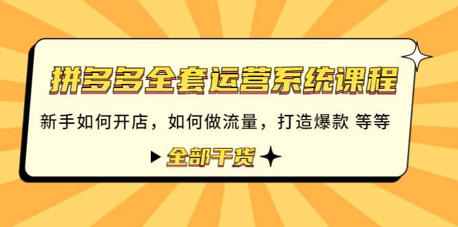 拼多多全套运营系统课程：新手如何开店 如何做流量 打造爆款 等等 全部干货-徐哥轻创网