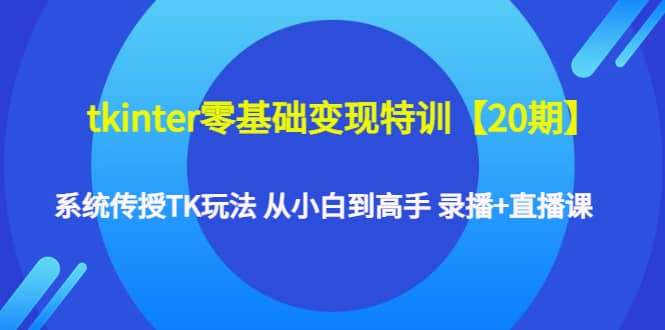 tkinter零基础变现特训【20期】系统传授TK玩法 从小白到高手 录播 直播课-徐哥轻创网