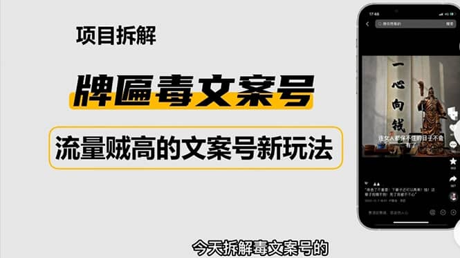 2023抖音快手毒文案新玩法，牌匾文案号，起号快易变现-徐哥轻创网