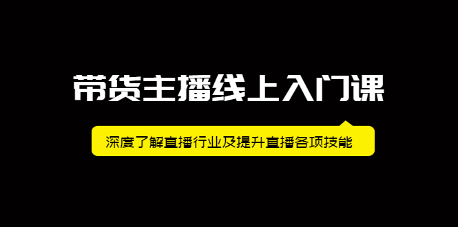 带货主播线上入门课，深度了解直播行业及提升直播各项技能-徐哥轻创网