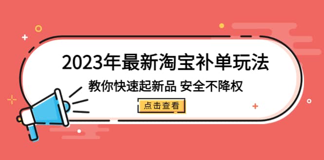 2023年最新淘宝补单玩法，教你快速起·新品，安全·不降权（18课时）-徐哥轻创网