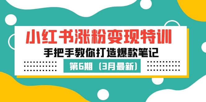 小红书涨粉变现特训·第6期，手把手教你打造爆款笔记（3月新课）-徐哥轻创网