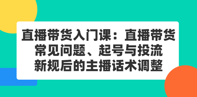 直播带货入门课：直播带货常见问题、起号与投流、新规后的主播话术调整-徐哥轻创网