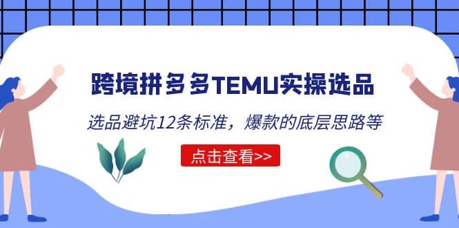 跨境拼多多TEMU实操选品运营方法，选品避坑12条标准，爆款的底层思路等-徐哥轻创网