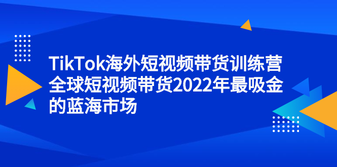 TikTok海外短视频带货训练营，全球短视频带货2022年最吸金的蓝海市场-徐哥轻创网