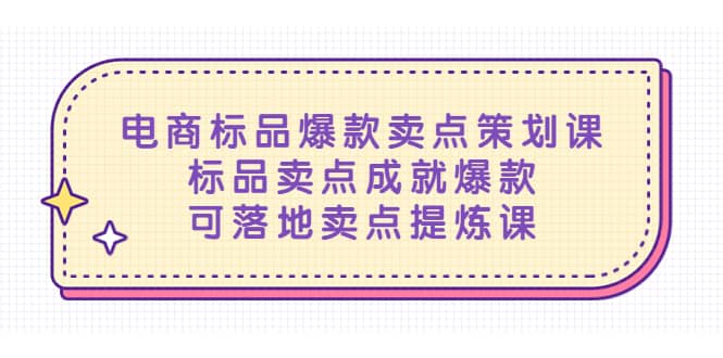 电商标品爆款卖点策划课，标品卖点成就爆款，可落地卖点提炼课-徐哥轻创网