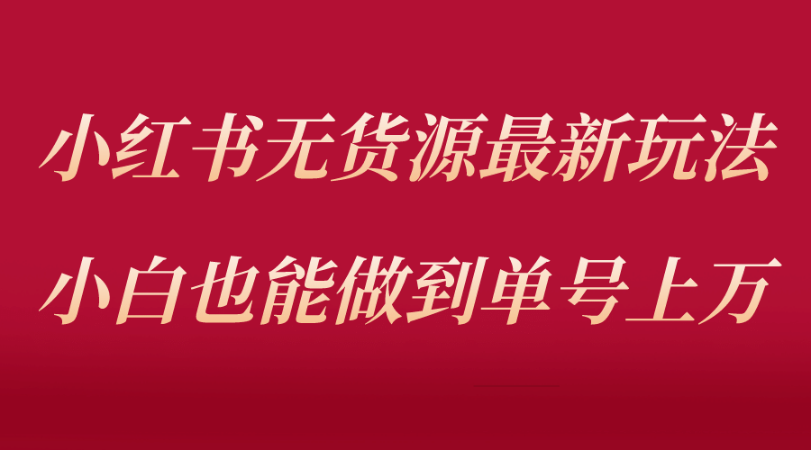 小红书无货源最新螺旋起号玩法，电商小白也能做到单号上万（收费3980）-徐哥轻创网