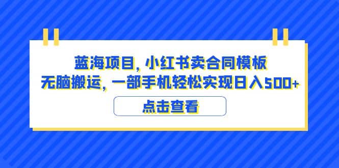 蓝海项目 小红书卖合同模板 无脑搬运 一部手机日入500 （教程 4000份模板）-徐哥轻创网