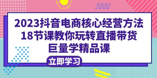 2023抖音电商核心经营方法：18节课教你玩转直播带货，巨量学精品课-徐哥轻创网