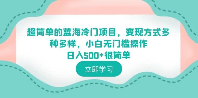 超简单的蓝海冷门项目，变现方式多种多样，小白无门槛操作日入500 很简单-徐哥轻创网