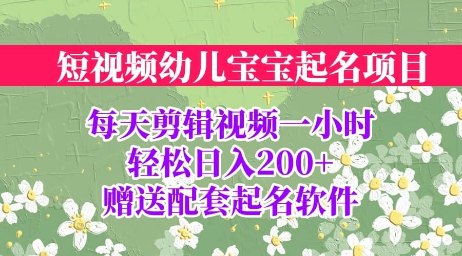 短视频幼儿宝宝起名项目，全程投屏实操，赠送配套软件-徐哥轻创网