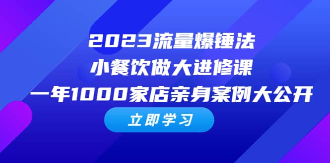 2023流量 爆锤法，小餐饮做大进修课，一年1000家店亲身案例大公开-徐哥轻创网