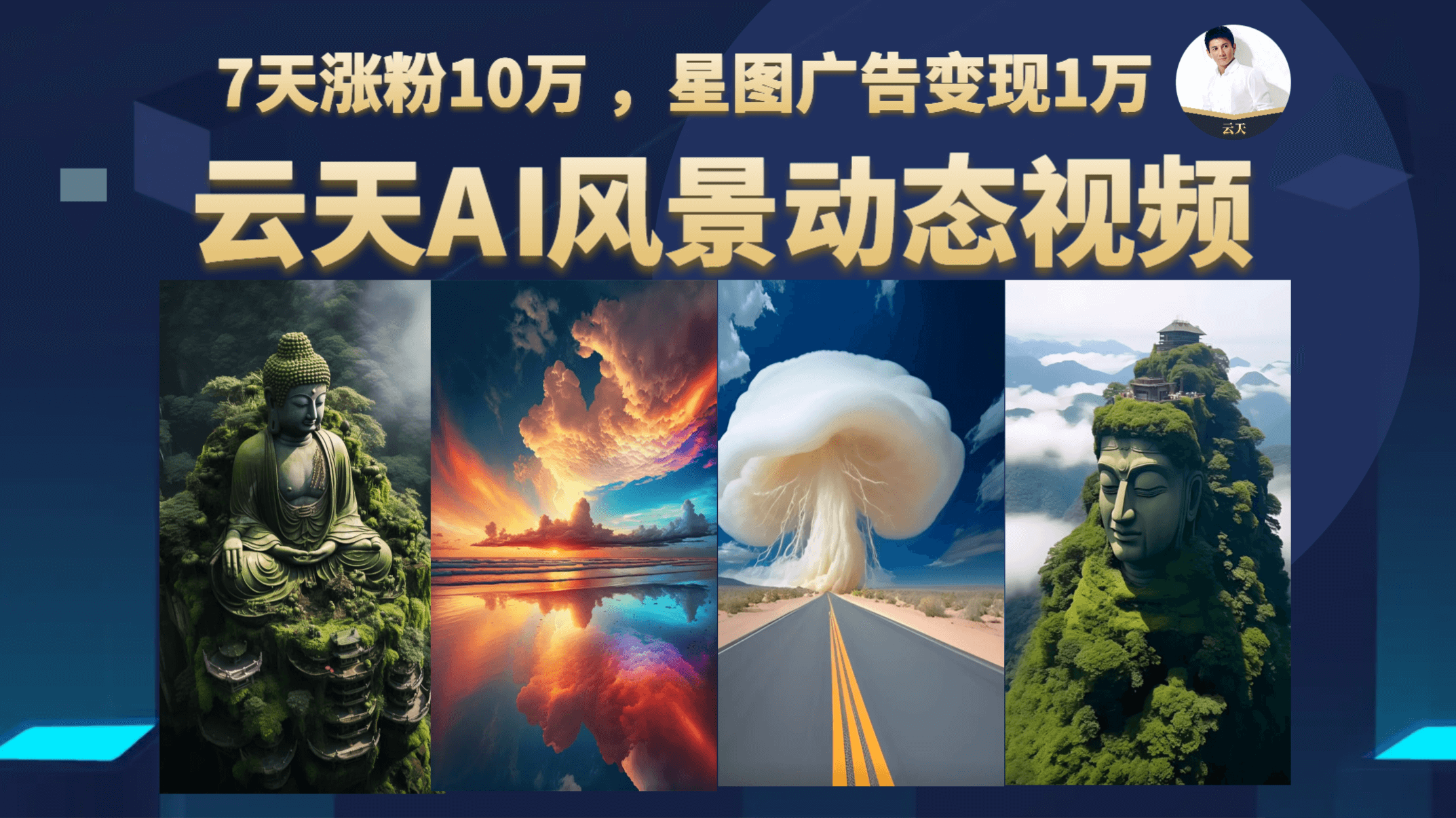 云天AI风景动图视频制作，7天涨粉10万 ，星图广告变现1万-徐哥轻创网