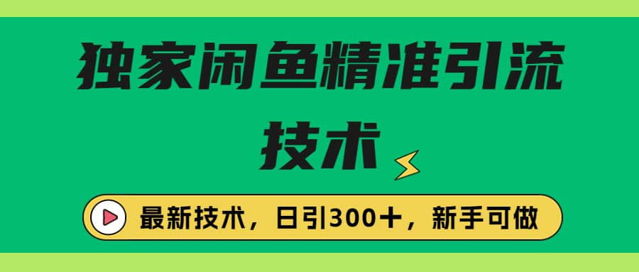 独家闲鱼引流技术，日引300＋实战玩法-徐哥轻创网