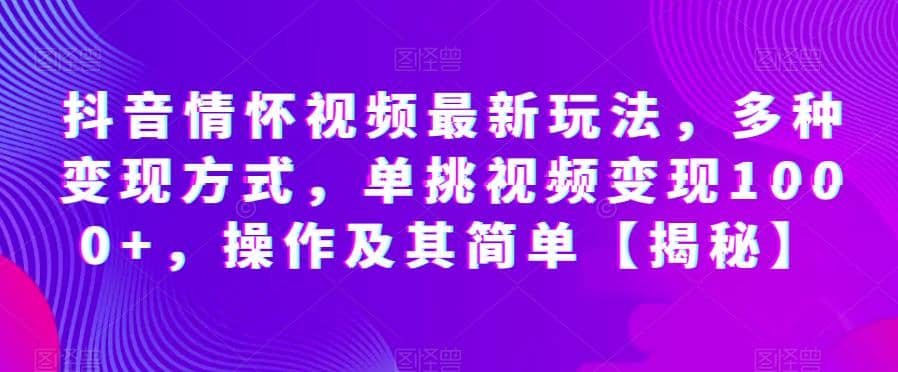 抖音情怀视频最新玩法，多种变现方式，单挑视频变现1000 ，操作及其简单【揭秘】-徐哥轻创网