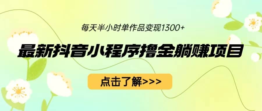 最新抖音小程序撸金躺赚项目，一部手机每天半小时，单个作品变现1300-徐哥轻创网