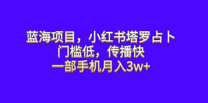 蓝海项目，小红书塔罗占卜，门槛低，传播快，一部手机月入3w-徐哥轻创网