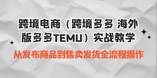 跨境电商（跨境多多 海外版多多TEMU）实操教学 从发布商品到售卖发货全流程-徐哥轻创网