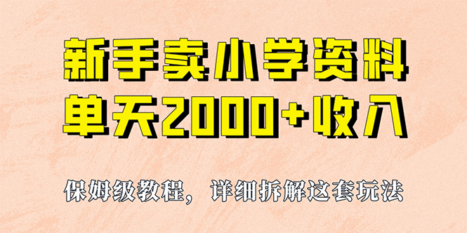 我如何通过卖小学资料，实现单天2000 ，实操项目，保姆级教程 资料 工具-徐哥轻创网