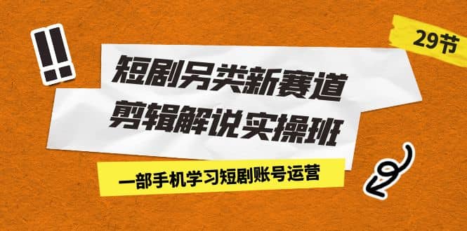 短剧另类新赛道剪辑解说实操班：一部手机学习短剧账号运营（29节 价值500）-徐哥轻创网