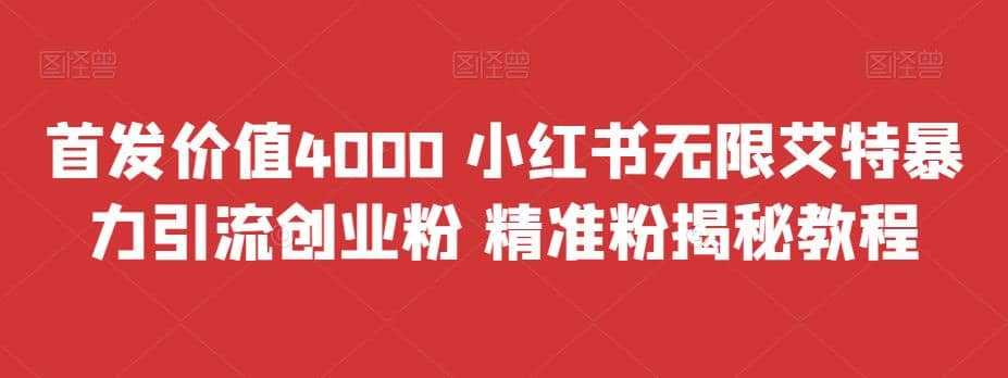 首发价值4000 小红书无限艾特暴力引流创业粉 精准粉揭秘教程-徐哥轻创网