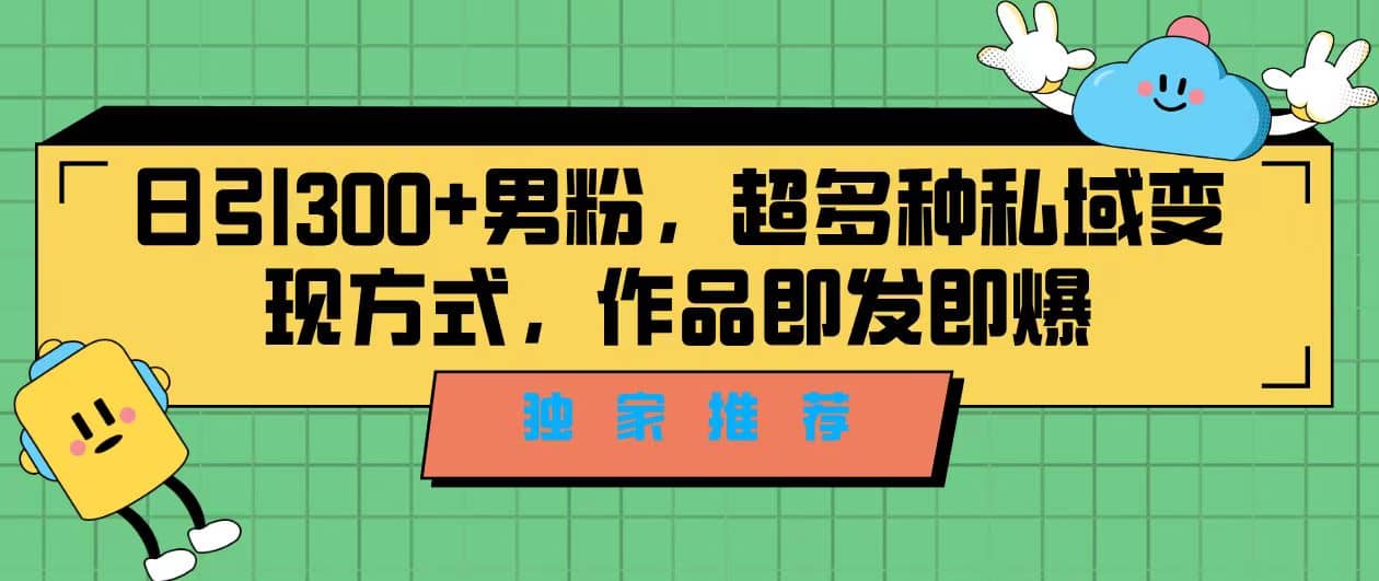 独家推荐！日引300 男粉，超多种私域变现方式，作品即发即报-徐哥轻创网