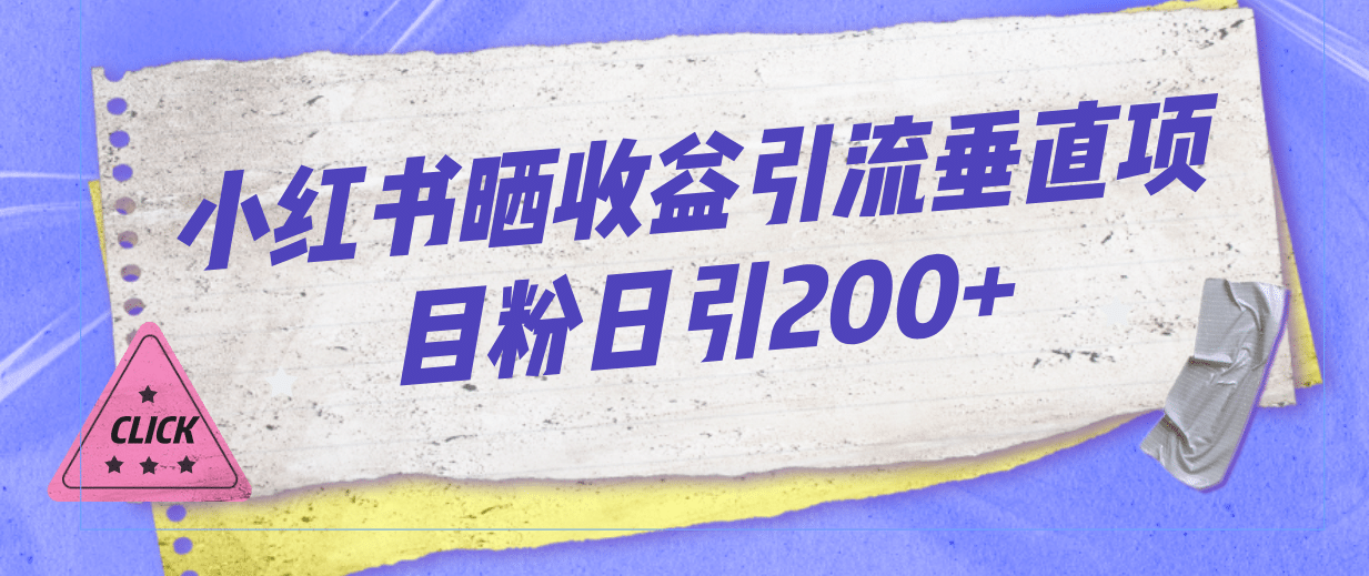 小红书晒收益图引流垂直项目粉日引200-徐哥轻创网