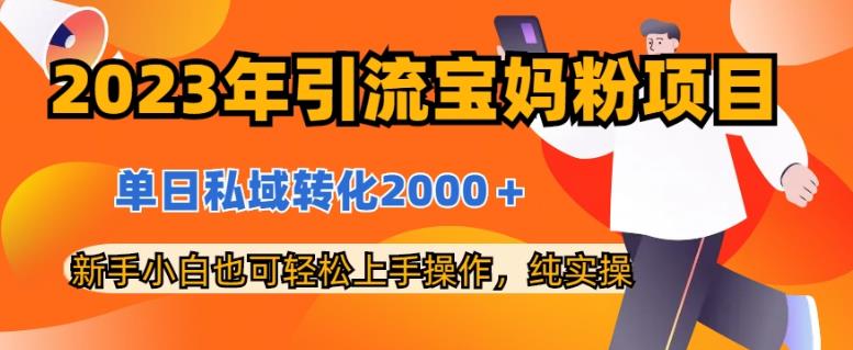 2023年引流宝妈粉项目，单日私域转化2000＋，新手小白也可轻松上手操作，纯实操-徐哥轻创网