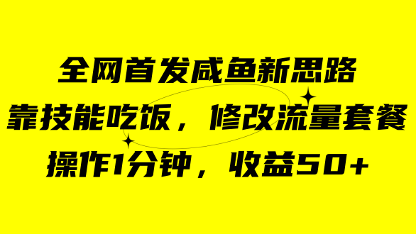 咸鱼冷门新玩法，靠“技能吃饭”，修改流量套餐，操作1分钟，收益50-徐哥轻创网