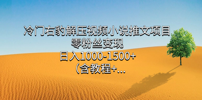 冷门右豹解压视频小说推文项目，零粉丝变现，日入1000-1500 （含教程）-徐哥轻创网