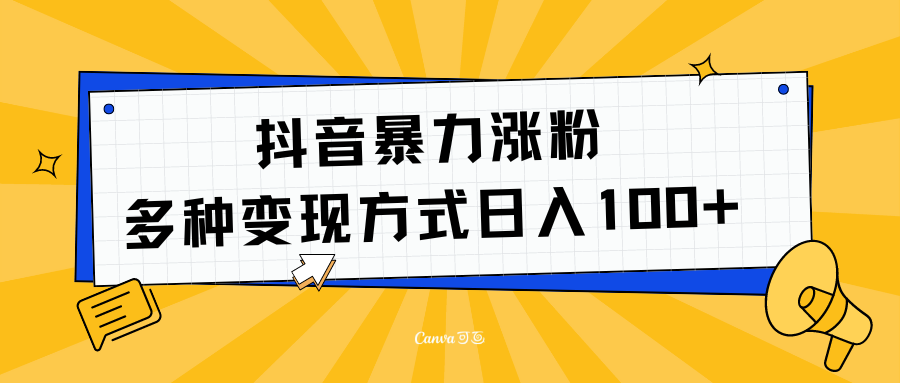 抖音暴力涨粉：多方式变现 日入100+-徐哥轻创网