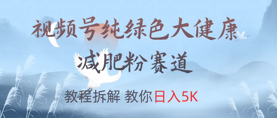 视频号纯绿色大健康粉赛道，教程拆解，教你日入5K-徐哥轻创网