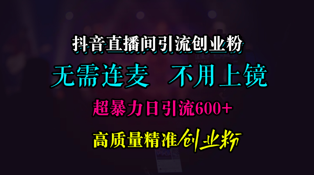 抖音直播间引流创业粉，无需连麦、无需上镜，超暴力日引流600+高质量精准创业粉-徐哥轻创网