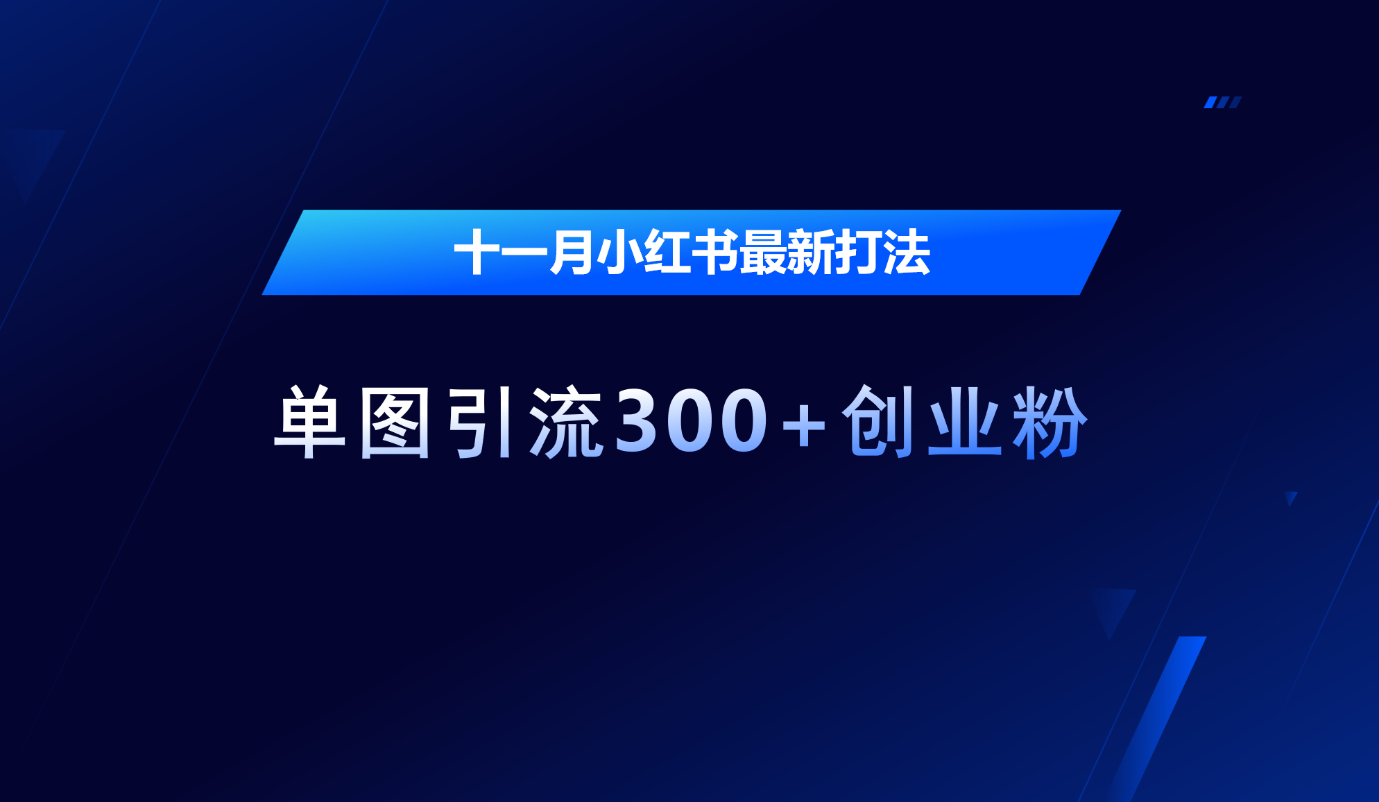 十一月，小红书最新打法，单图引流300+创业粉-徐哥轻创网