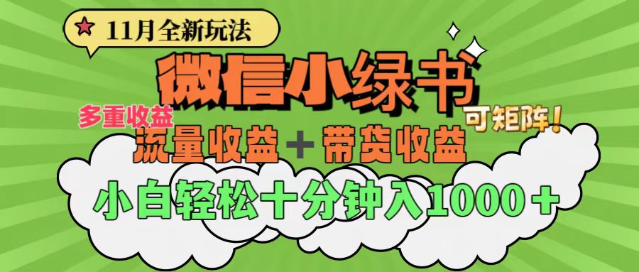 11月小绿书全新玩法，公众号流量主+小绿书带货双重变现，小白十分钟无脑日入1000+-徐哥轻创网