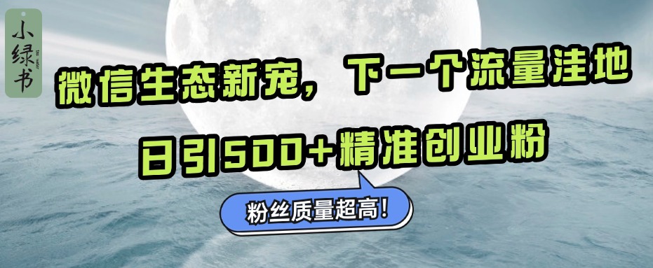 微信生态新宠小绿书：下一个流量洼地，粉丝质量超高，日引500+精准创业粉，-徐哥轻创网