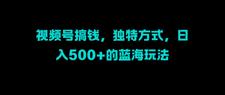 视频号搞钱，独特方式，日入500+的蓝海玩法-徐哥轻创网