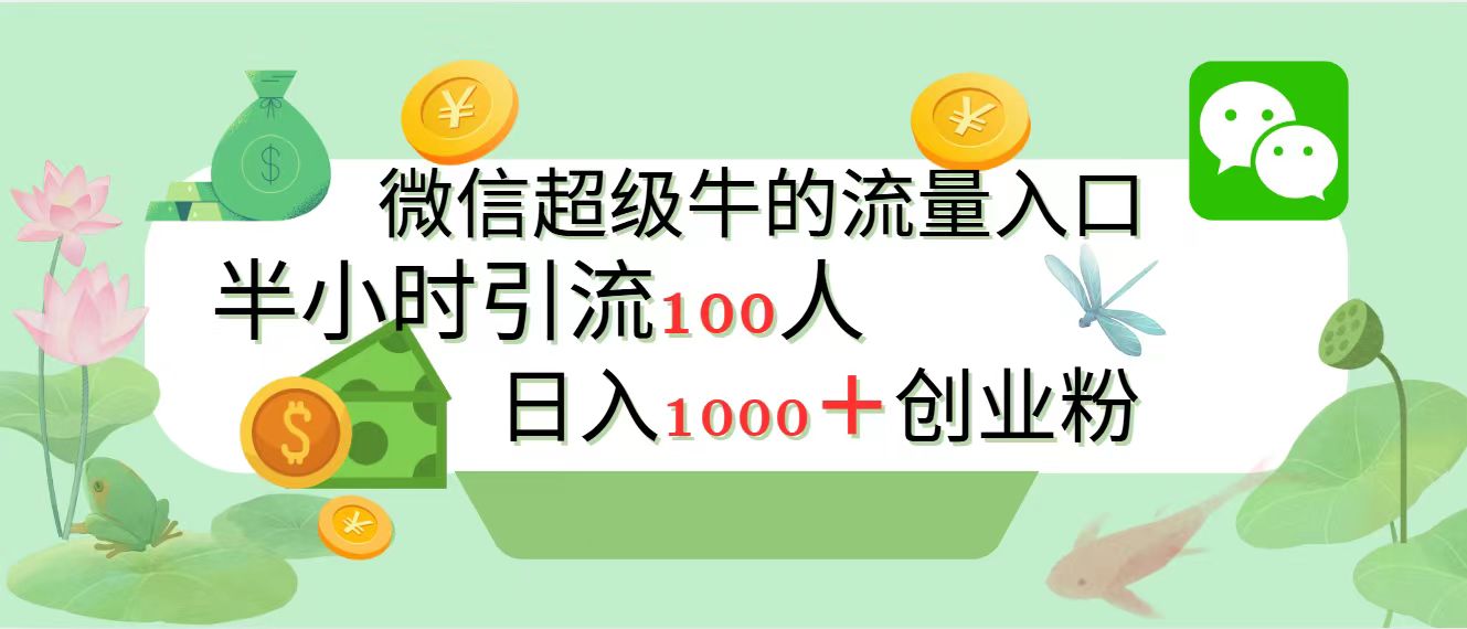 新的引流变现阵地，微信超级牛的流量入口，半小时引流100人，日入1000+创业粉-徐哥轻创网