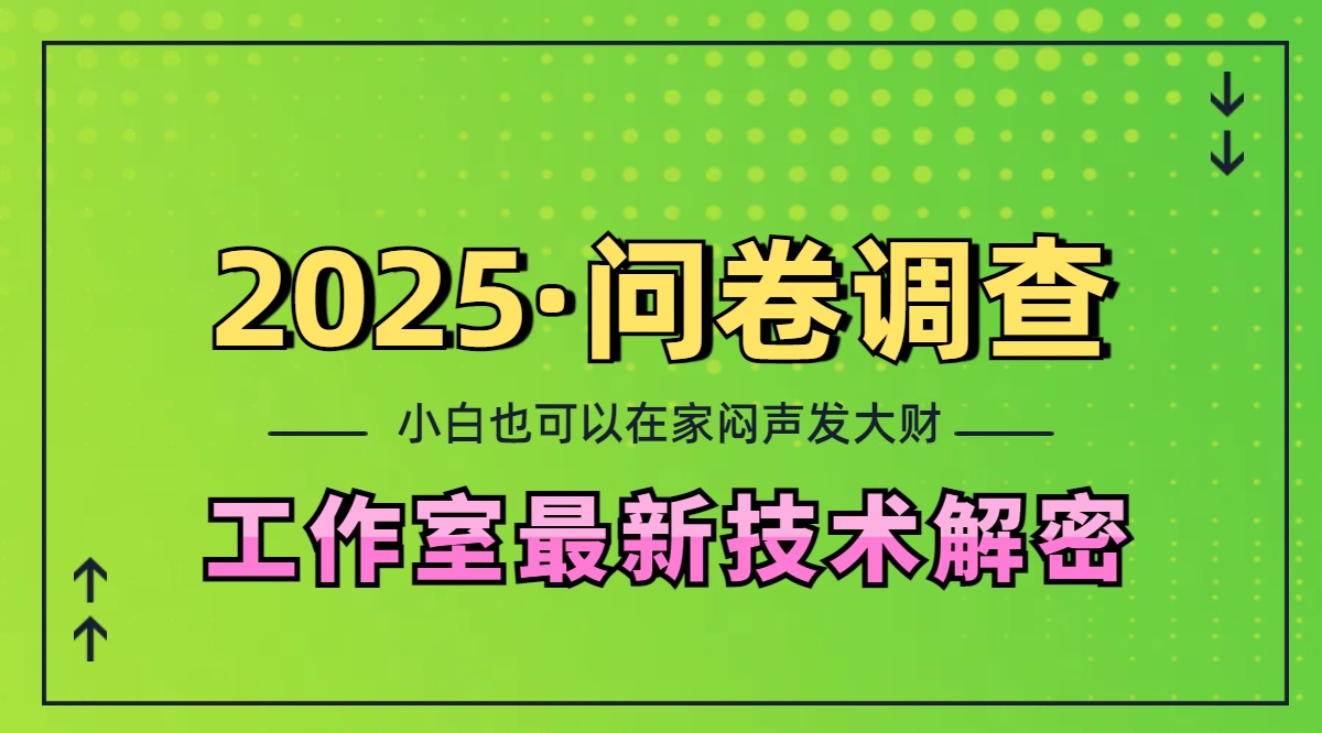 2025《问卷调查》最新工作室技术解密：一个人在家也可以闷声发大财，小白一天200+，可矩阵放大-徐哥轻创网