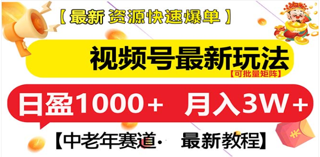 视频号独家玩法，老年养生赛道，无脑搬运爆款视频，日入1000+-徐哥轻创网