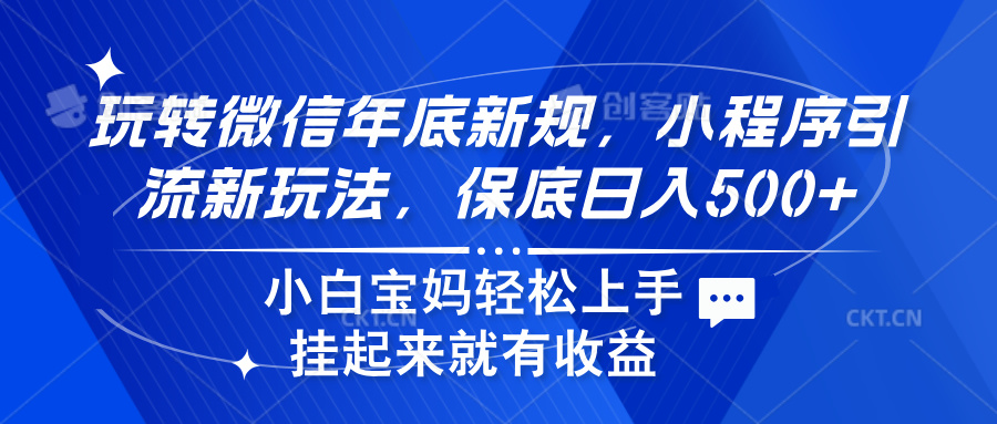 玩转微信年底新规，小程序引流新玩法，保底日入500+-徐哥轻创网