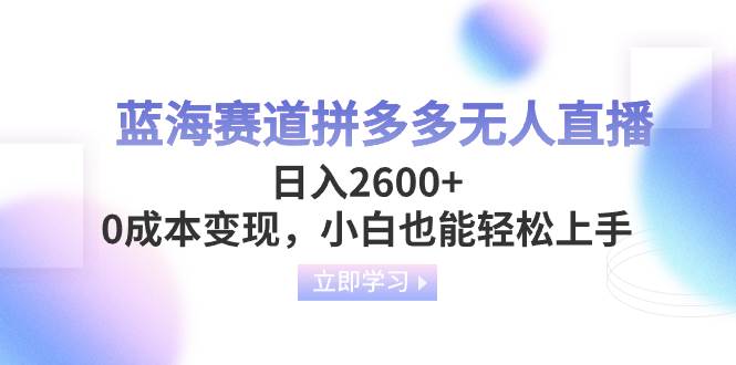 蓝海赛道拼多多无人直播，日入2600 ，0成本变现，小白也能轻松上手-徐哥轻创网